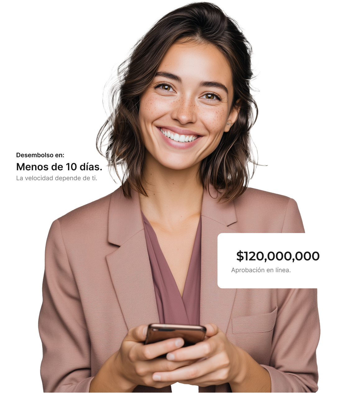 Mujer sonriente con teléfono